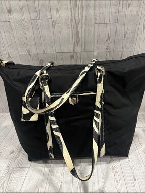 Vintage Dooney & Burke Safari Collection Black Nylon Weekender Duffle Travel Bag